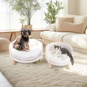 Pet Nesting Chair Bed with Wooden Legs